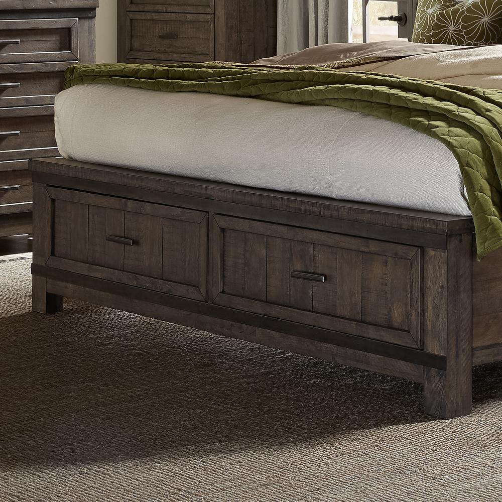 Queen Storage Bed (759-BR-QSB), Rock Beaten Gray Finish with Saw Cuts. Picture 4