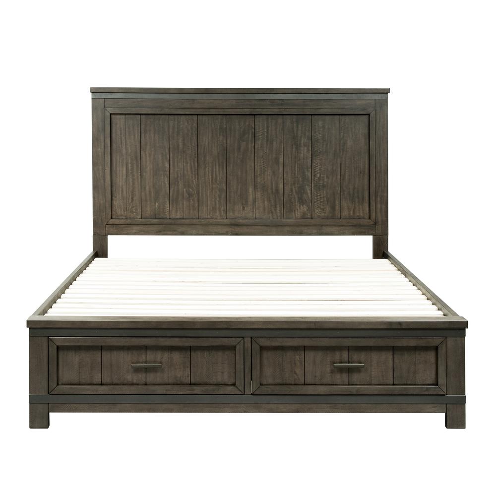 Queen Storage Bed (759-BR-QSB), Rock Beaten Gray Finish with Saw Cuts. Picture 1