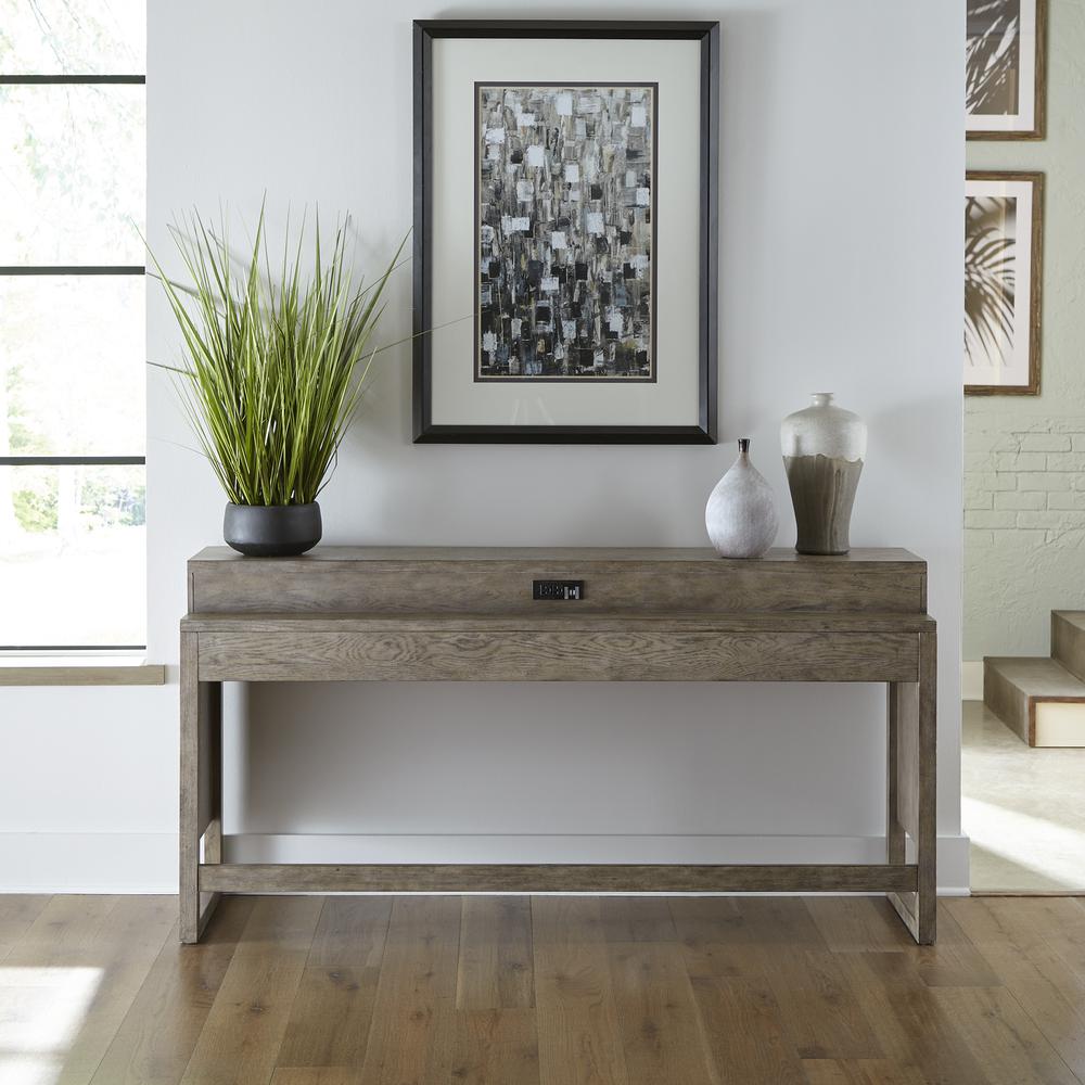 Liberty Furniture Bartlett Field Console Bar Table in Driftwood. Picture 2