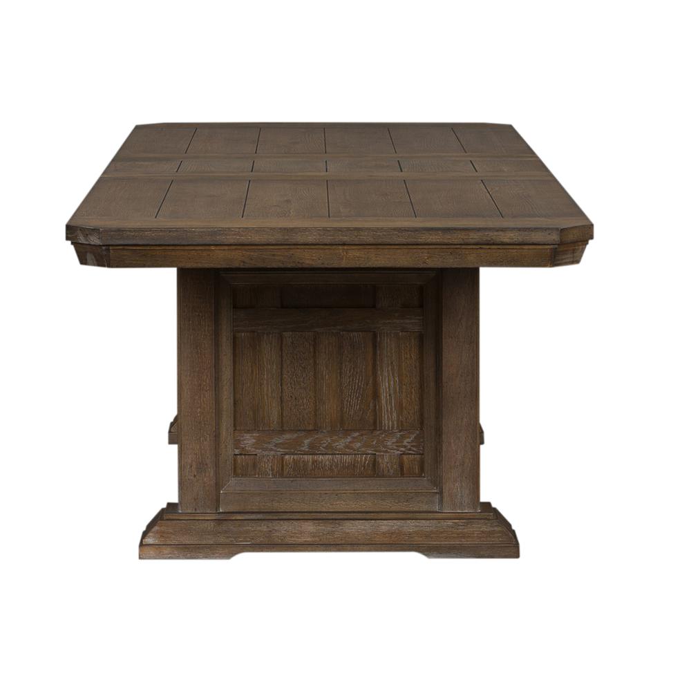 Artisan Prairie Opt 6 Piece Trestle Table Set, W40 x D96 x H30, Dark Brown. Picture 7