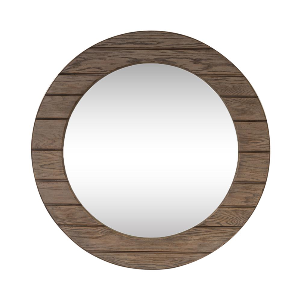 Round Mirror - Brown. Picture 2