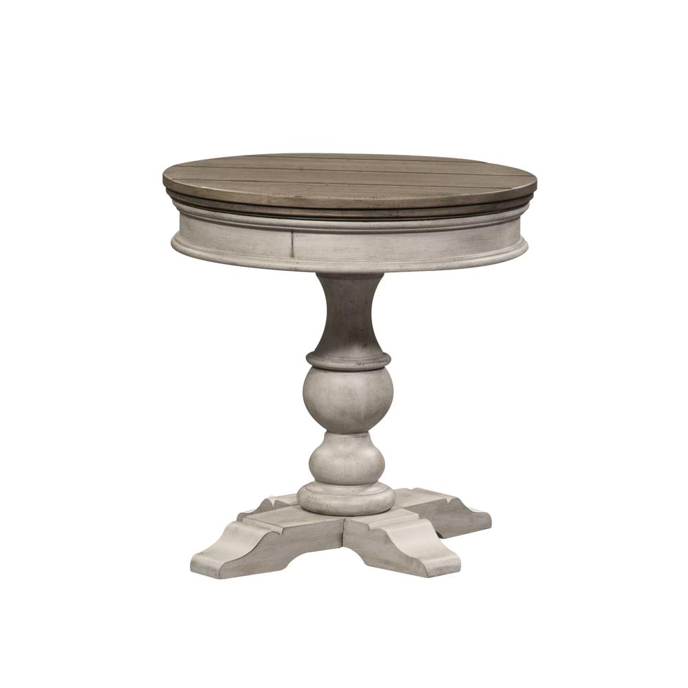Round Pedestal Chair Side Table. Picture 1