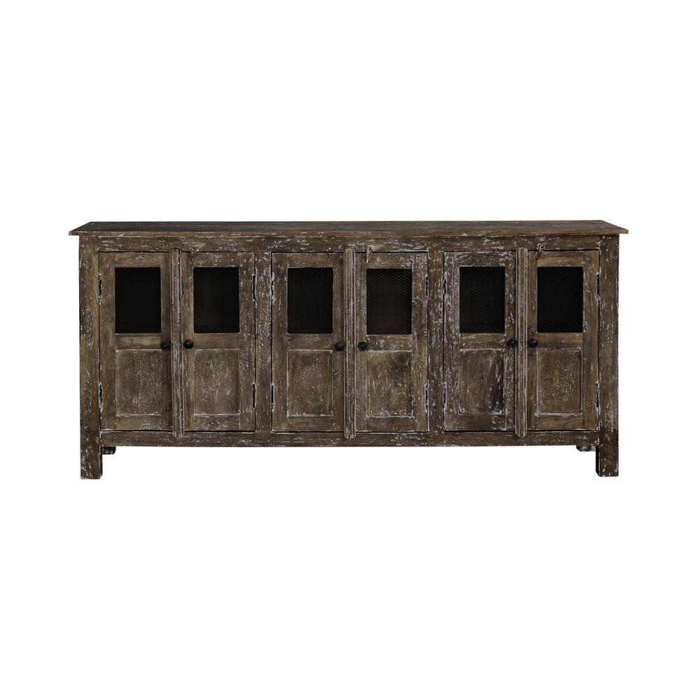 70 Inch Accent Entertainment Console Rustic Brown. Picture 3