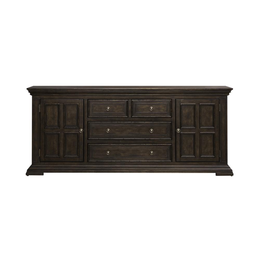 76 Inch TV Console Traditional Brown. Picture 3