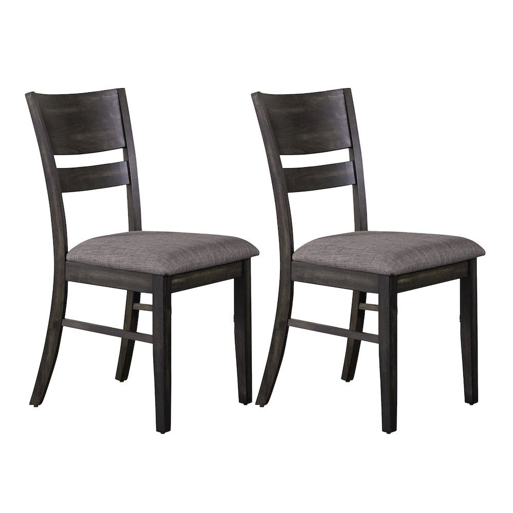 Slat Back Upholstered Side Chair - Set of 2 in Rubberwood Solids. Picture 1