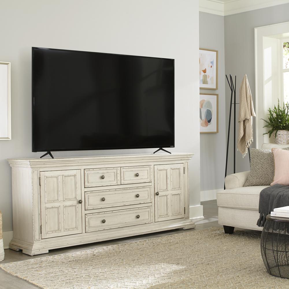 76 Inch TV Console Traditional White. Picture 1