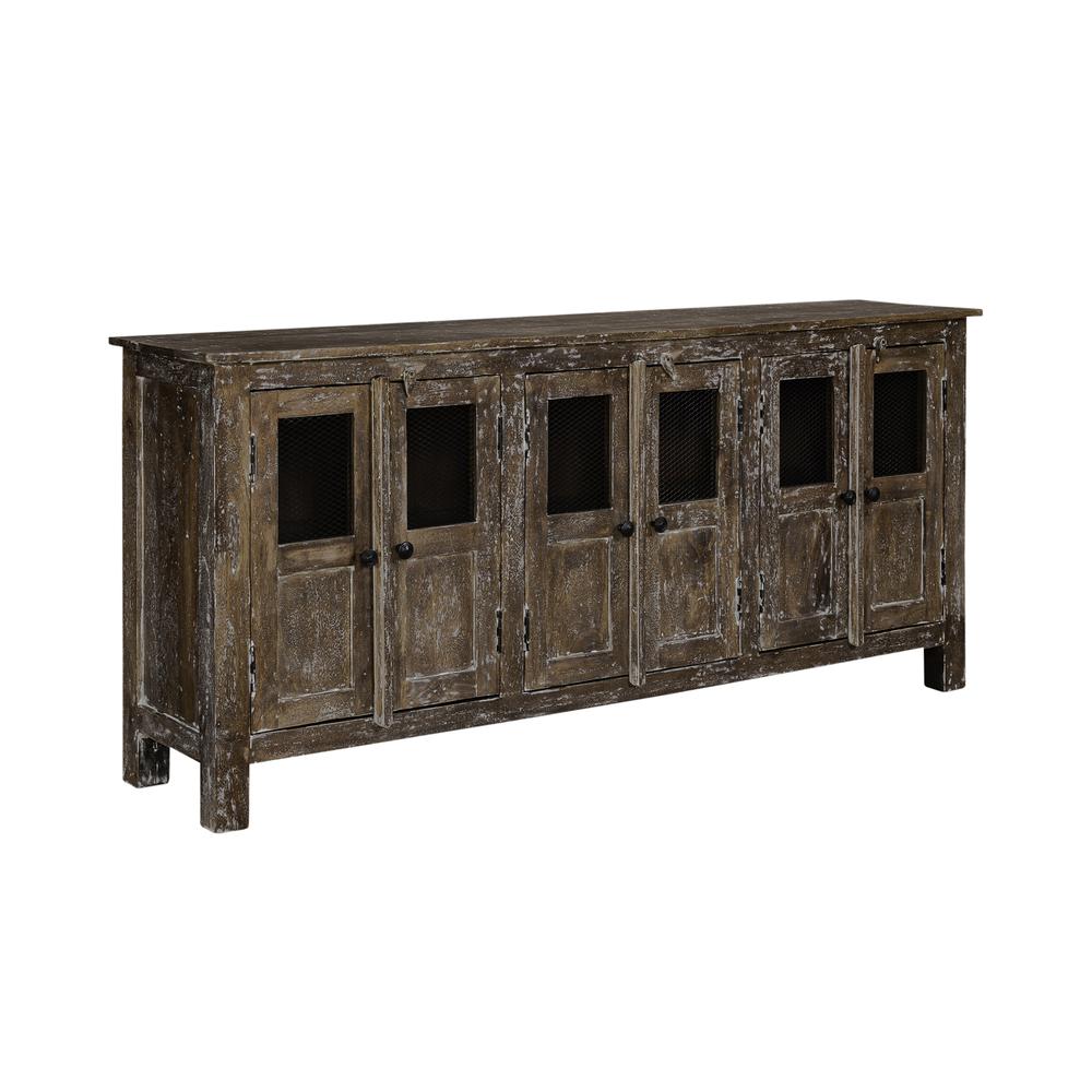 70 Inch Accent Entertainment Console Rustic Brown. Picture 2