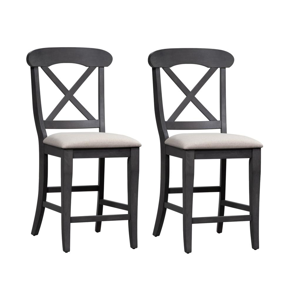 Upholstered X Back Counter Chair (RTA)-Set of 2. Picture 1