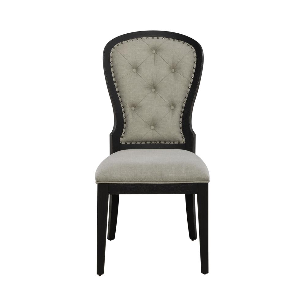 Uph Tufted Back Side Chair - Black. Picture 3