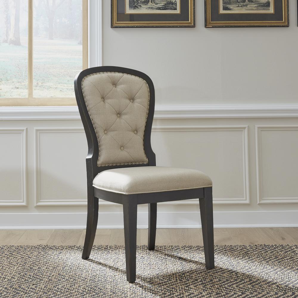 Uph Tufted Back Side Chair - Black. Picture 1