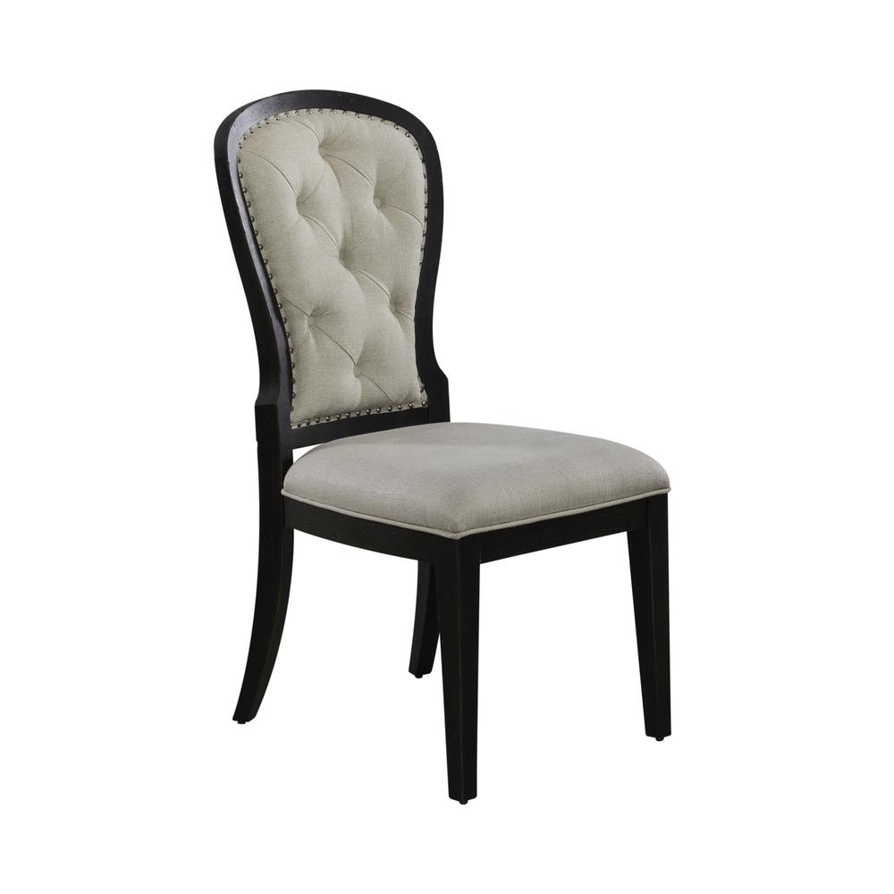 Uph Tufted Back Side Chair - Black. Picture 2