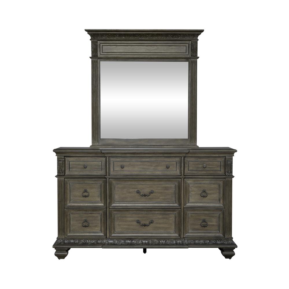 Carlisle Court Dresser & Mirror - Chestnut with Gray Dusty Wax Finish. Picture 3