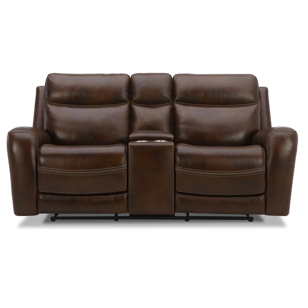 Power Dual Reclining Loveseat w/ Console, Power Headrest and Zero Gravity. Picture 1