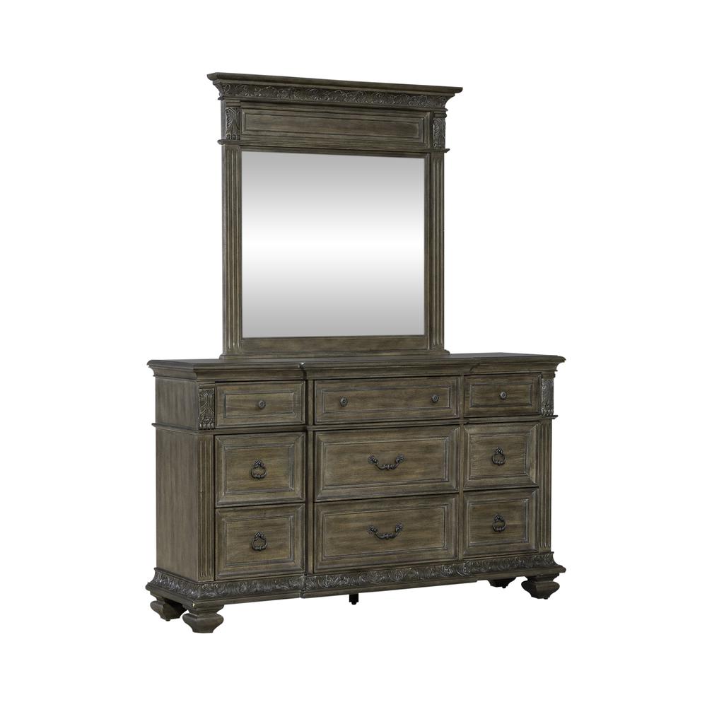Carlisle Court Dresser & Mirror - Chestnut with Gray Dusty Wax Finish. Picture 2