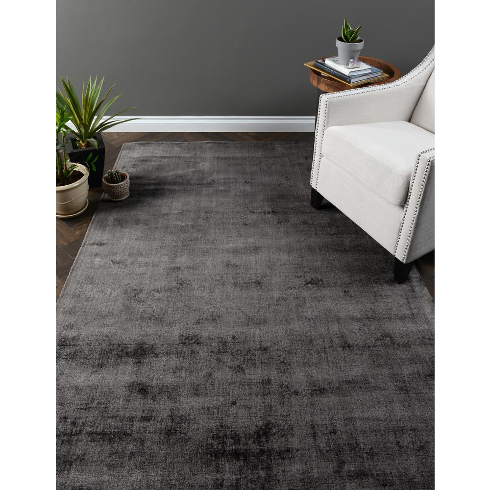 Cameron Hand-woven Distressed Viscose Area Rug  Charcoal 2X3. Picture 3