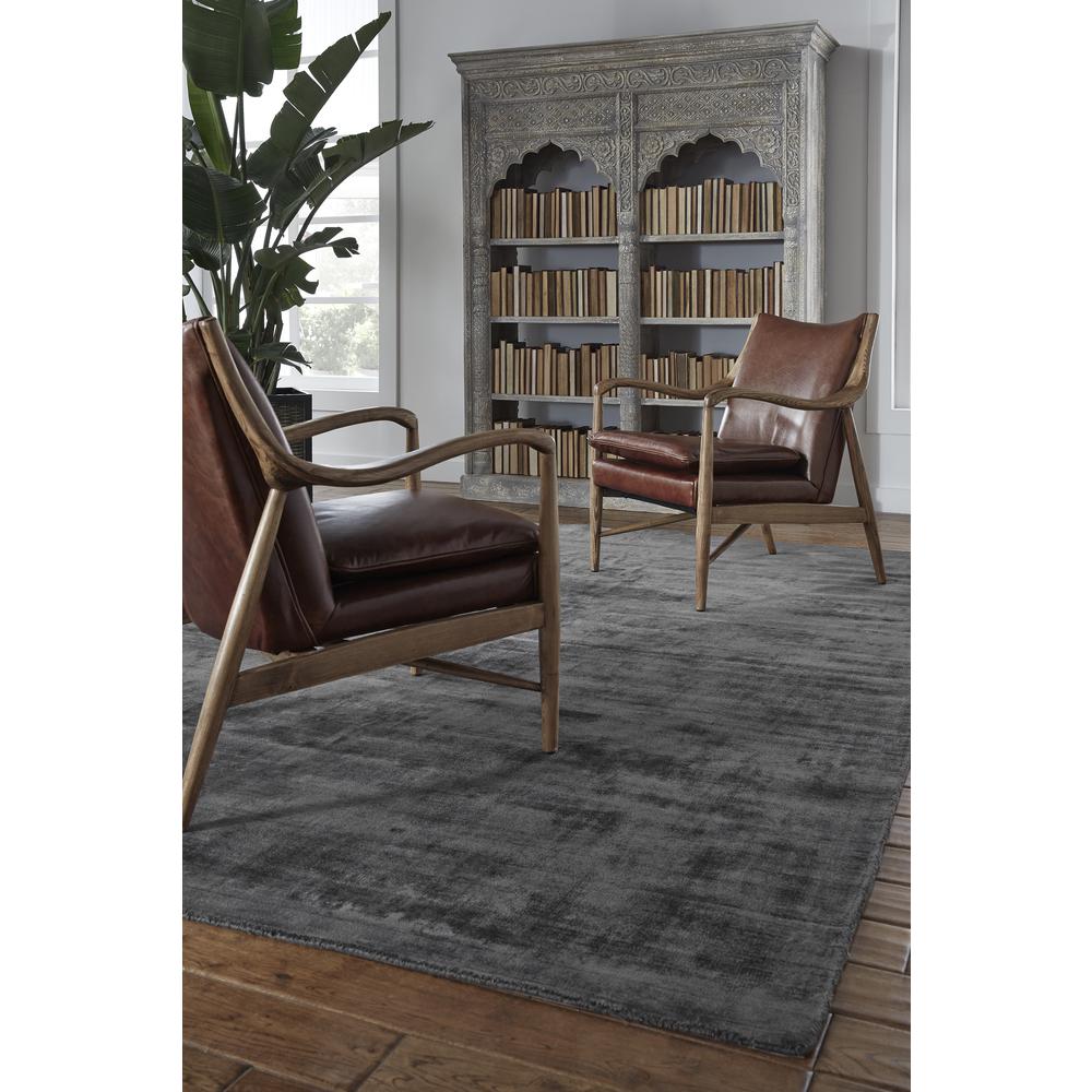 Cameron Hand-woven Distressed Viscose Area Rug  Charcoal 2X3. Picture 2