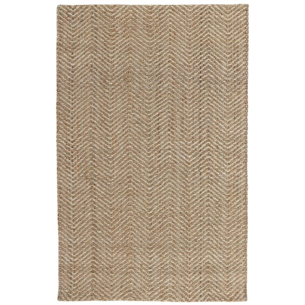 Chevron Hand-woven Jute Area Rug  Natural/Ivory 5X8. Picture 1