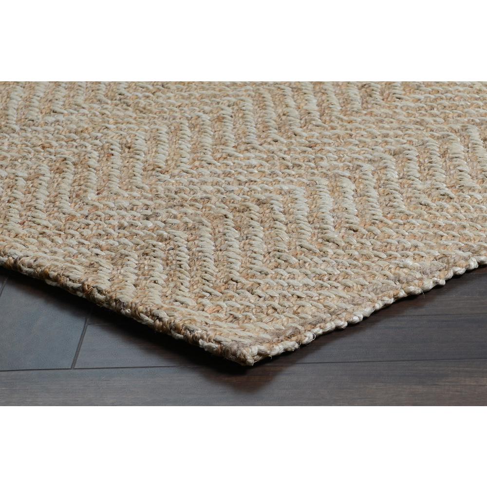 Chevron Hand-woven Jute Area Rug  Natural/Ivory 5X8. Picture 3