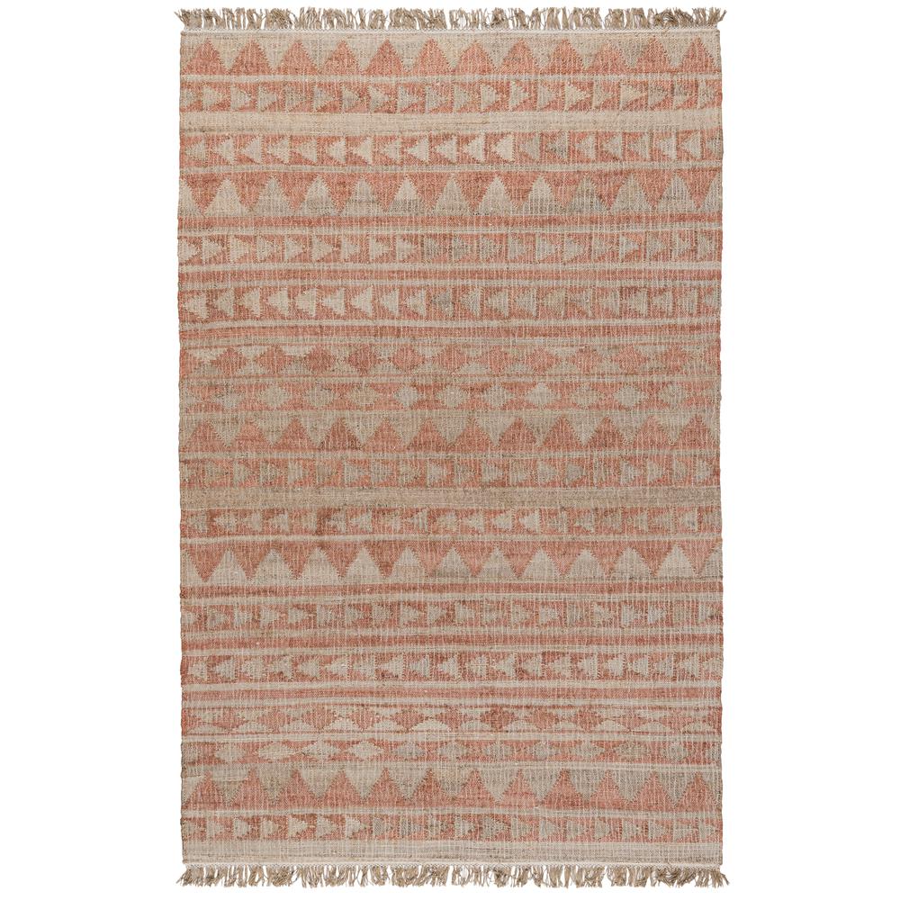 Camille Handwoven Jute Area Rug  Orange, Natural 2x3. The main picture.