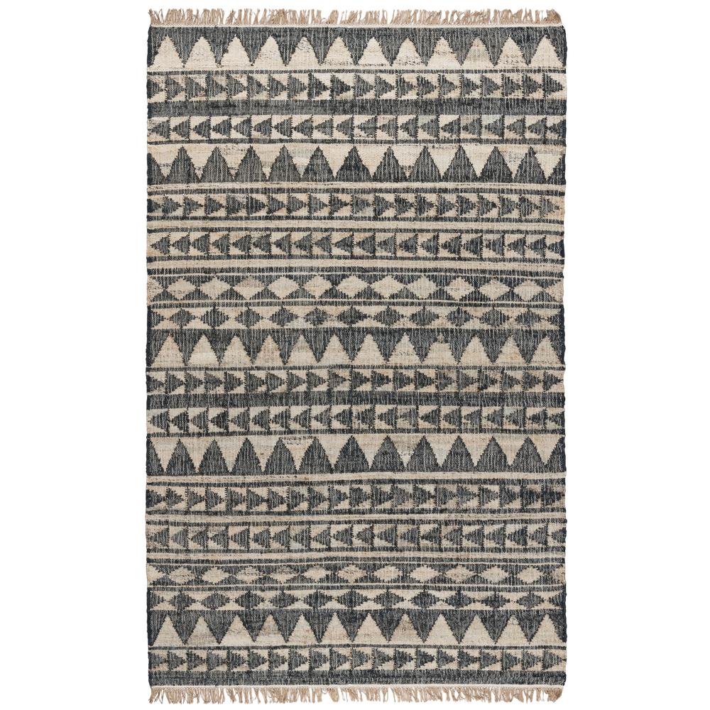 Camille Handwoven Jute Area Rug  Black 2x3. Picture 1