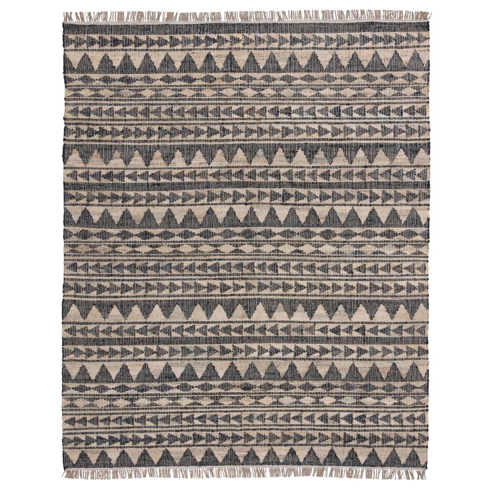 Camille Handwoven Jute Area Rug  Black 8x10. Picture 1