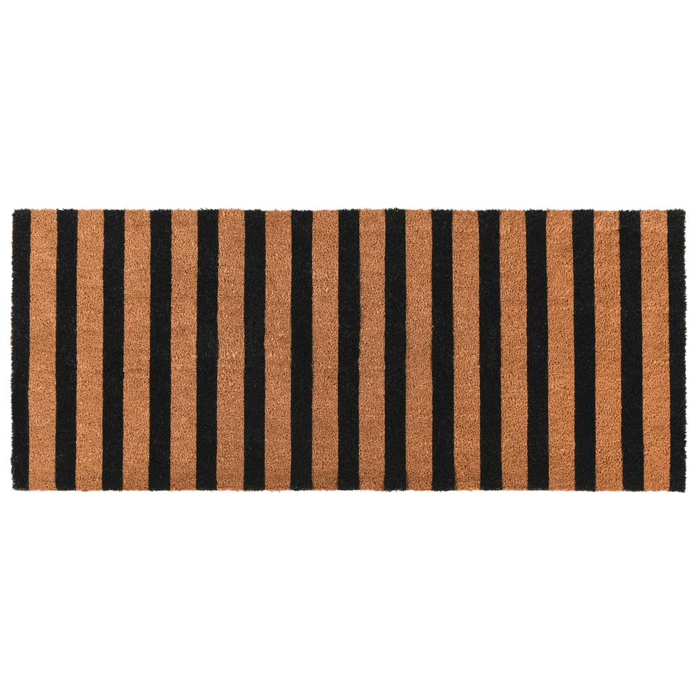 Striped Black and Natural 24x57 Doormat by Kosas Home. Picture 1