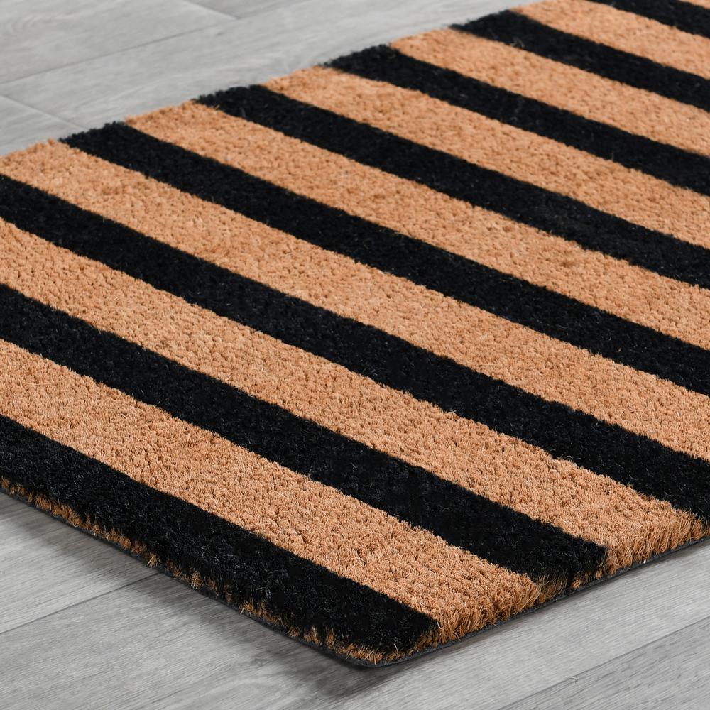 Striped Black and Natural 24x57 Doormat by Kosas Home. Picture 2