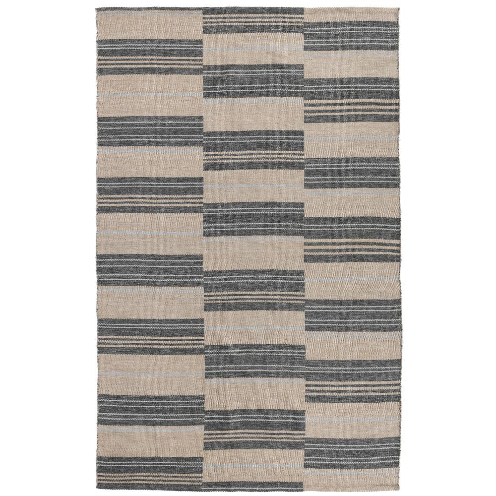 Boulder 2x3 Indoor Outdoor Handwoven Stripe Charcoal Area Rug by Kosas Home. Picture 3
