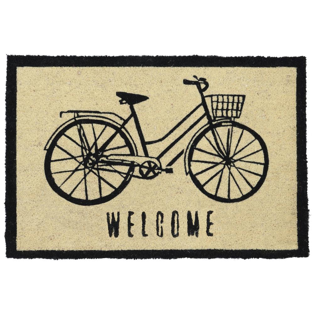 Filmore Bicycle 24x36 Coir Doormat  Onyx With Ivory Coir Base 36x24. Picture 1