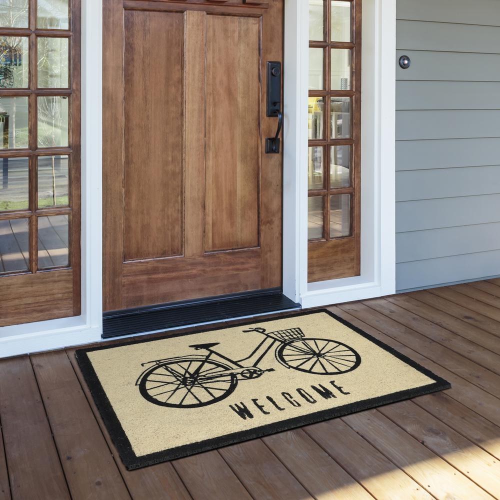 Filmore Bicycle 24x36 Coir Doormat  Onyx With Ivory Coir Base 36x24. Picture 2