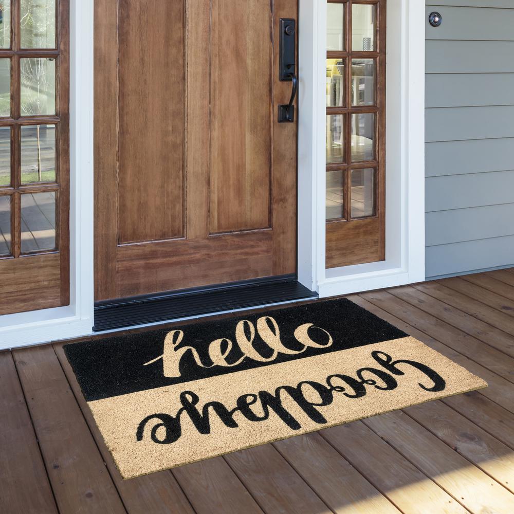 Adele 24x36 Coir Doormat  Black with ivory coir base 36x24. Picture 2