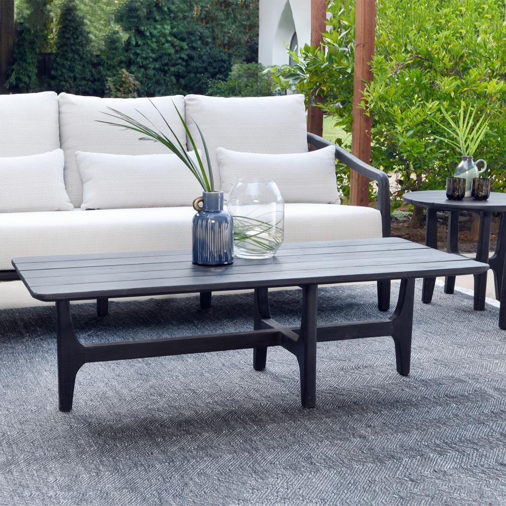 Dawn 55" Outdoor Coffee Table Black. Picture 5