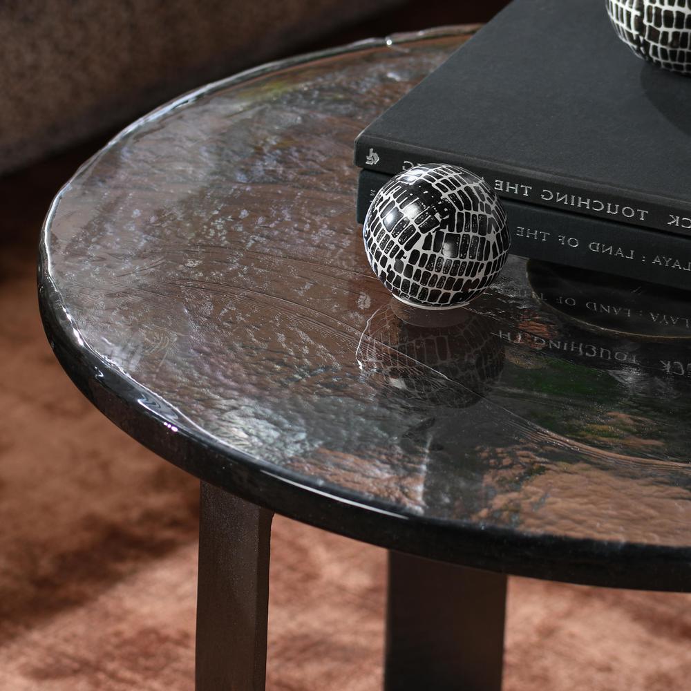 Keith 28" Industrial Glass Black Coffee Table. Picture 5