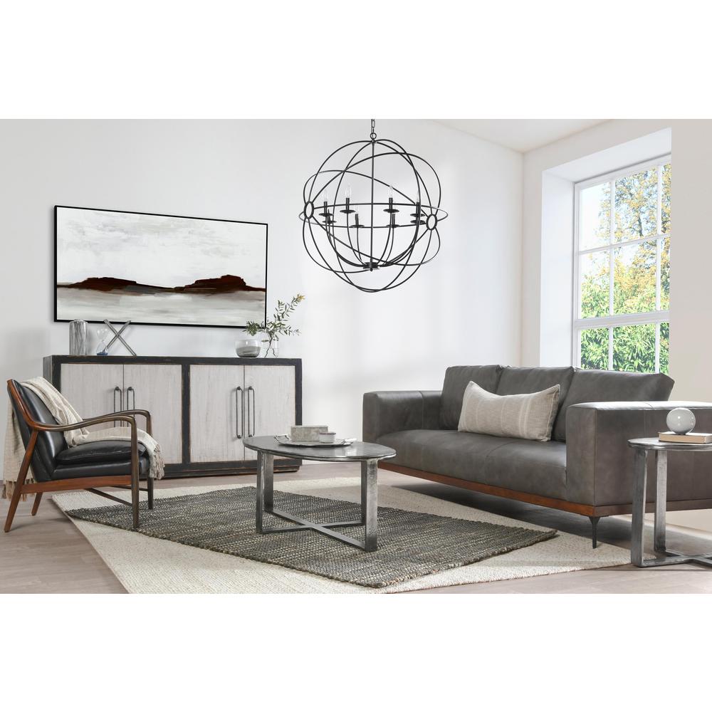 Flores 48" Industrial Oval Metal Nickel Coffee Table. Picture 9
