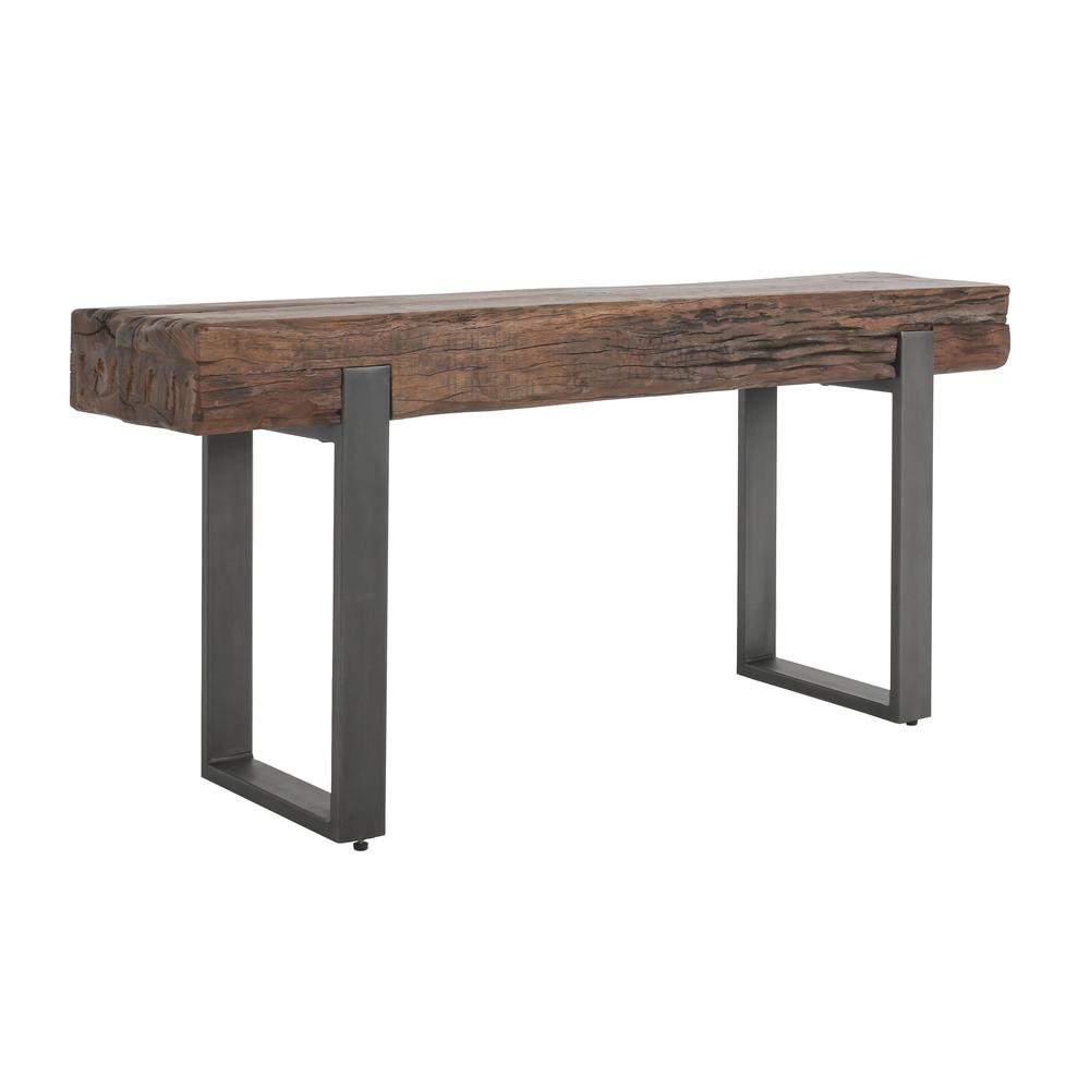 Duarte 55" Industrial Reclaimed Solid Wood Console Table in Brown. Picture 1