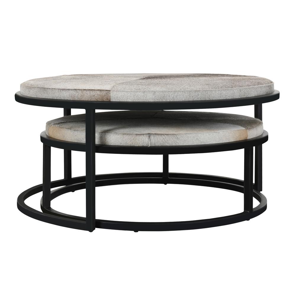 Hayword Hide Set of 2 Nesting Coffee Tables in Sparrow Gray. Picture 1