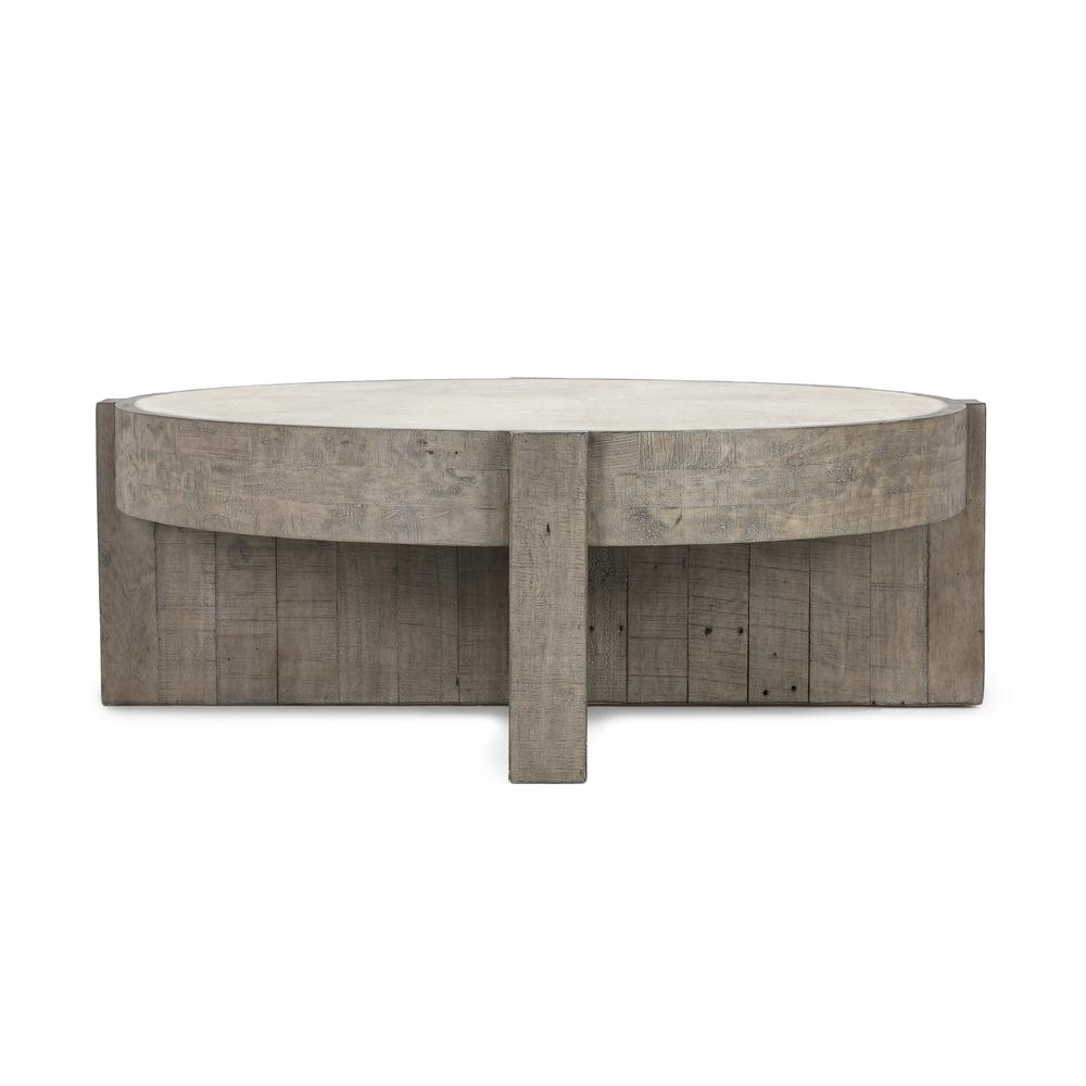 Sonoma 52" Round Reclaimed Pine Coffee Table in Distressed Gray. Picture 1