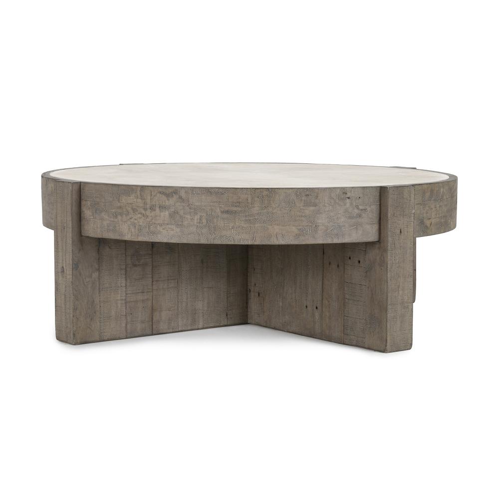 Sonoma 52" Round Reclaimed Pine Coffee Table in Distressed Gray. Picture 2