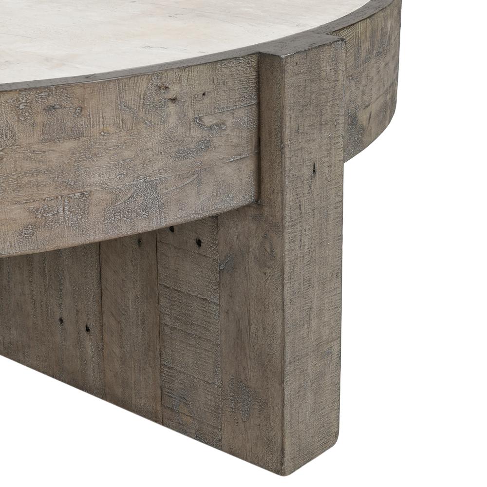 Sonoma 52" Round Reclaimed Pine Coffee Table in Distressed Gray. Picture 4