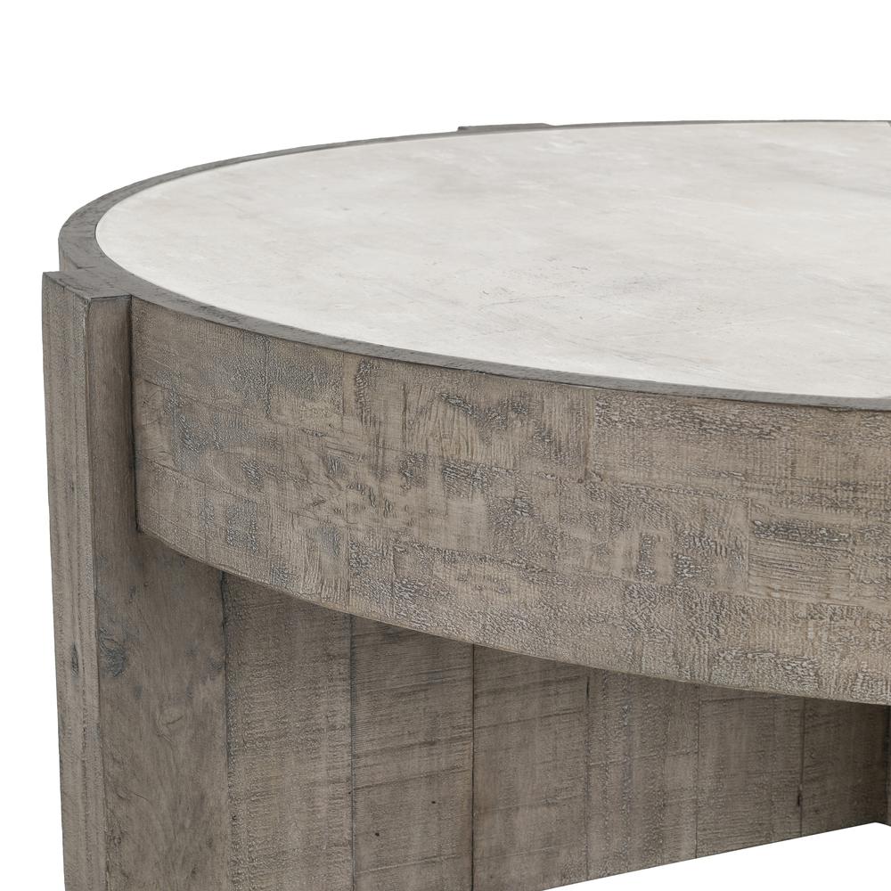 Sonoma 52" Round Reclaimed Pine Coffee Table in Distressed Gray. Picture 5