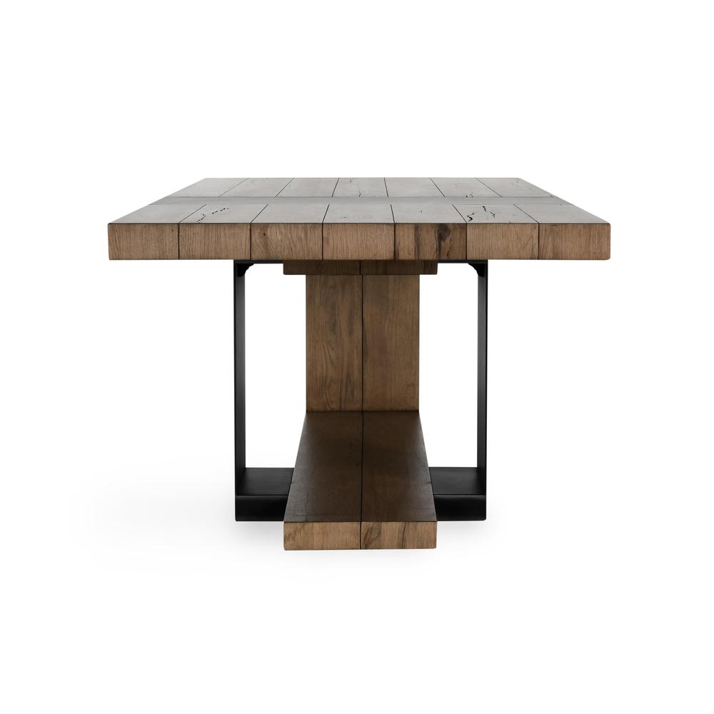 Danica 94" Industrial Reclaimed Oak Wood Dining Table in Brown Oak. Picture 3