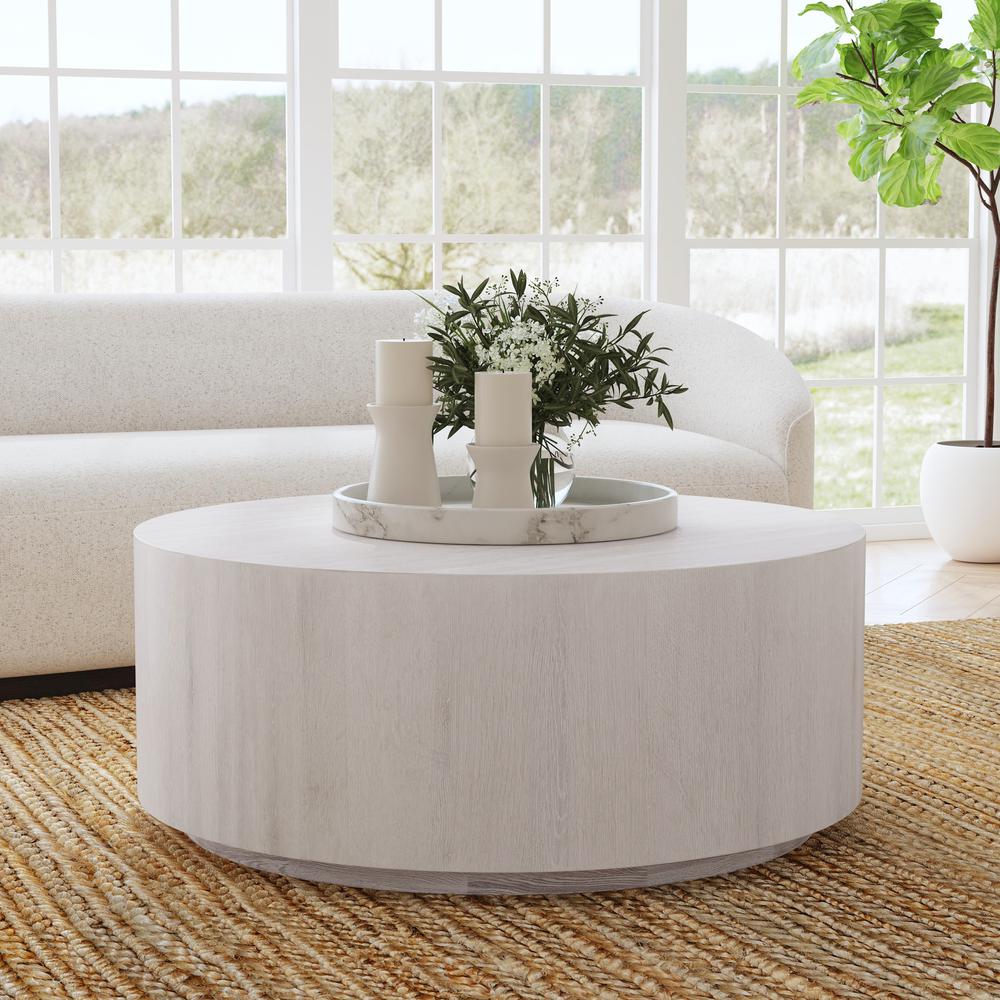 Layne 42" Round Coffee Table in White Wash. Picture 4