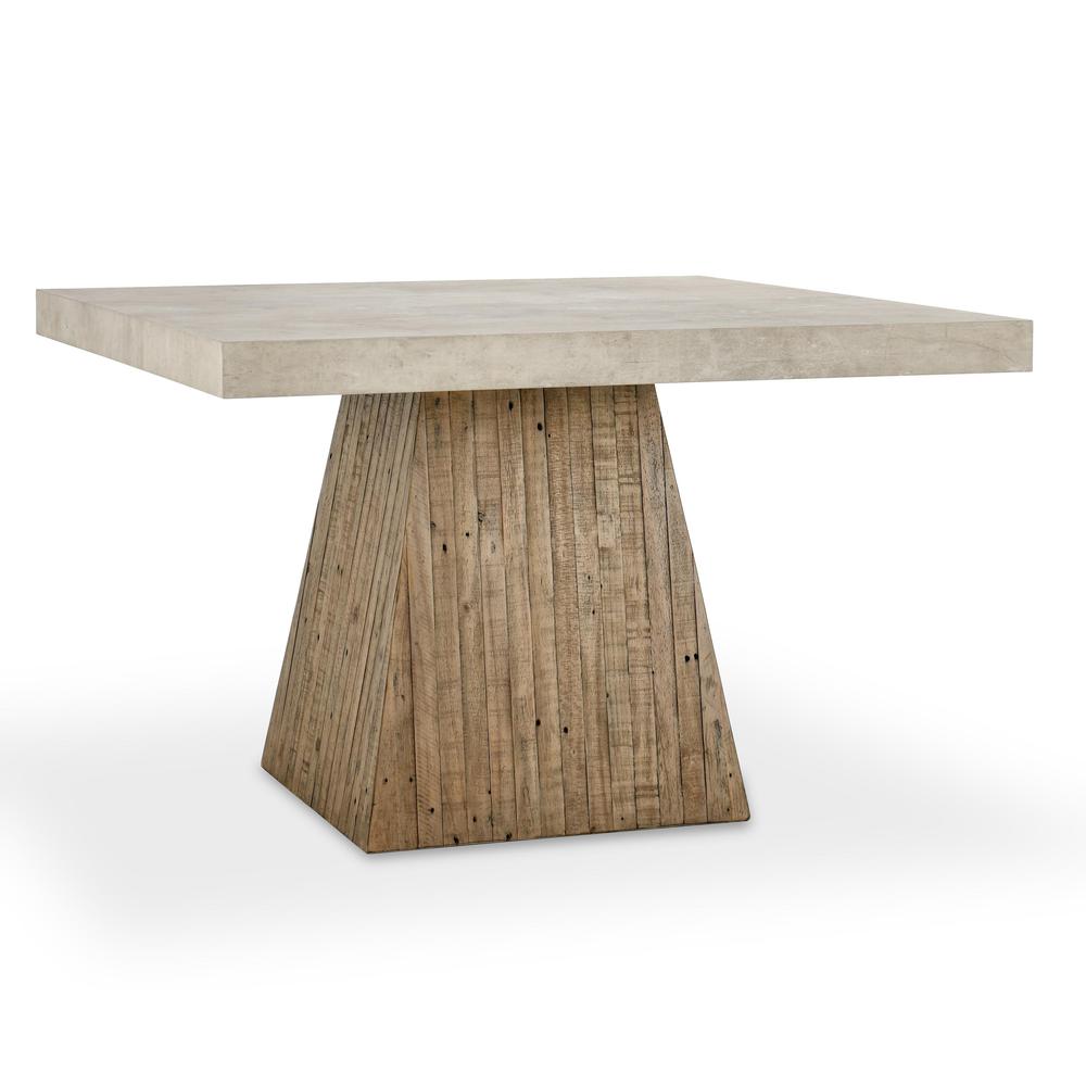 Ridley 47" Square Reclaimed Pine Wood Transitional Dining Table in Natural Tone. Picture 1