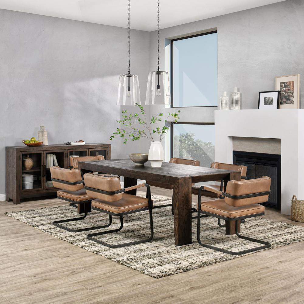 Troy 89" Reclaimed Oak Wood Transitional Dining Table in Brown. Picture 6