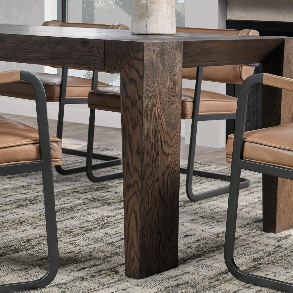 Troy 89" Reclaimed Oak Wood Transitional Dining Table in Brown. Picture 8