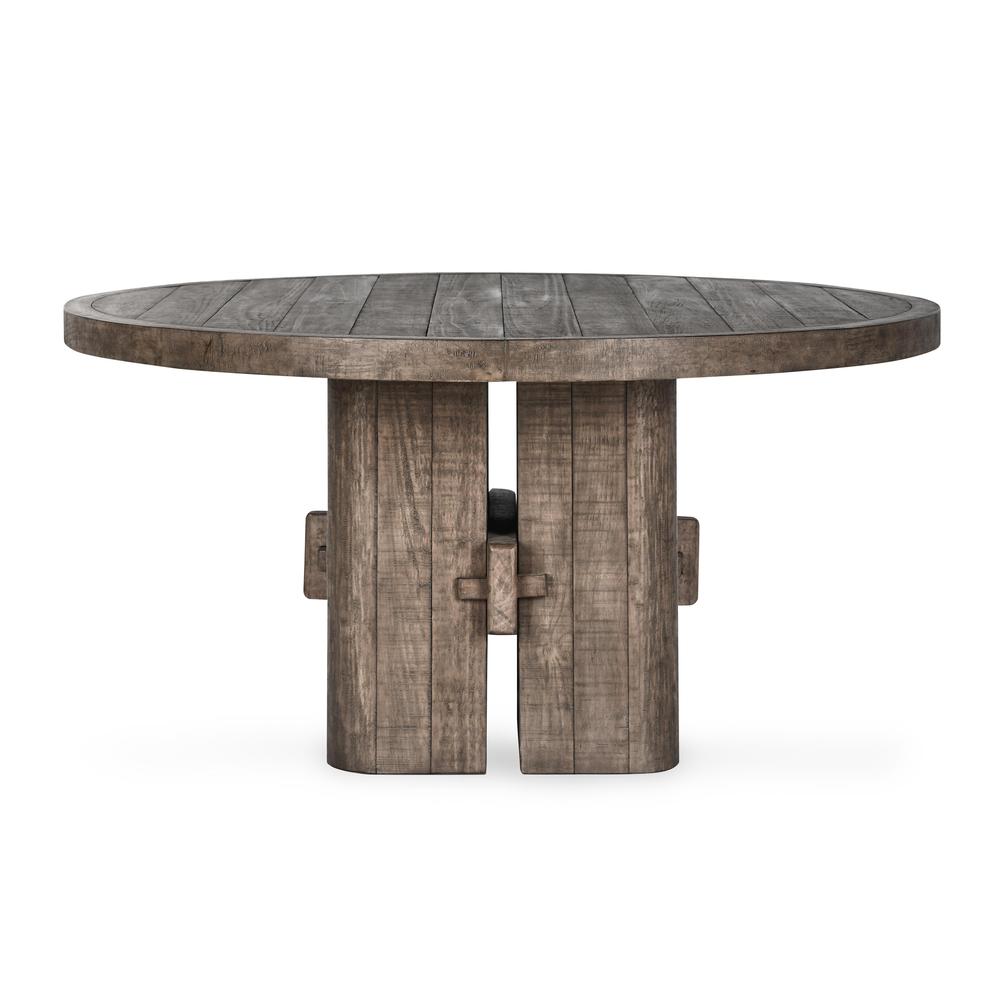 Rosemount 60" Reclaimed Pine Wood Transitional Round Dining Table in Aged Brown. Picture 2