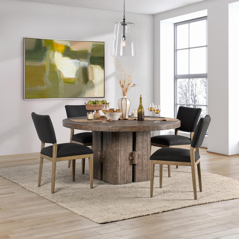 Rosemount 60" Reclaimed Pine Wood Transitional Round Dining Table in Aged Brown. Picture 7