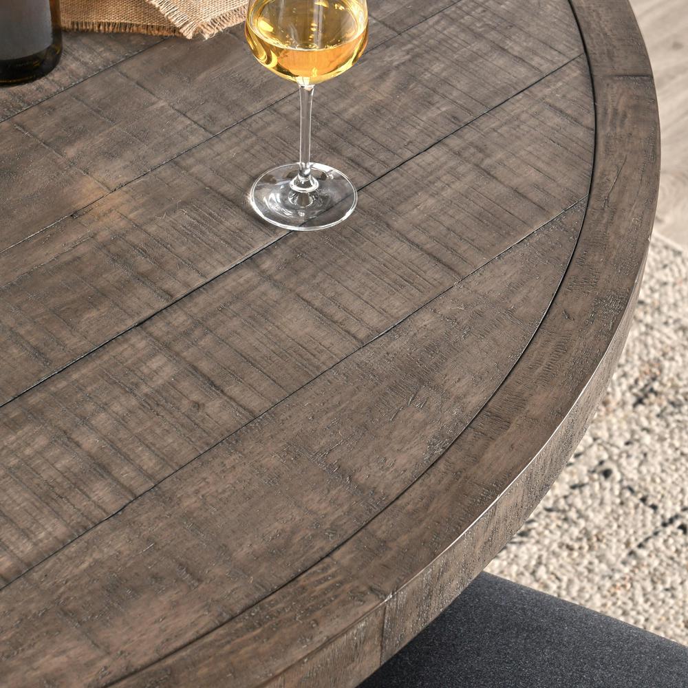 Rosemount 60" Reclaimed Pine Wood Transitional Round Dining Table in Aged Brown. Picture 8