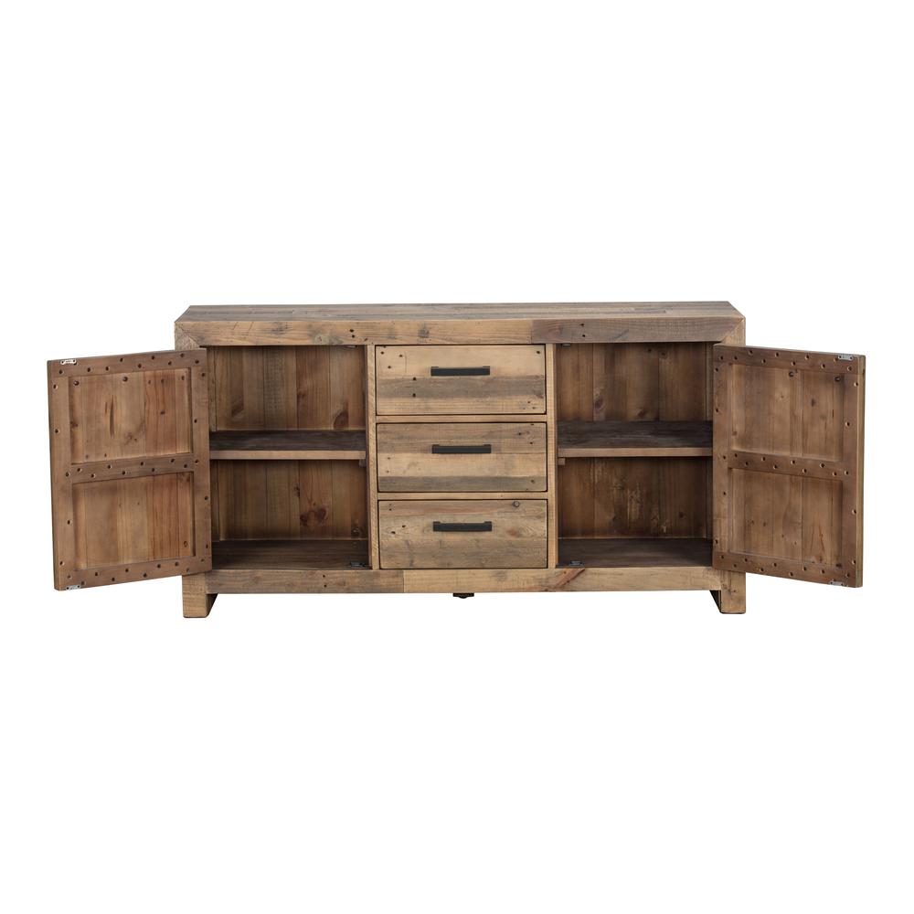 Norman Reclaimed Pine 3 Drawer 2 Door Buffet Distressed Natural. Picture 6