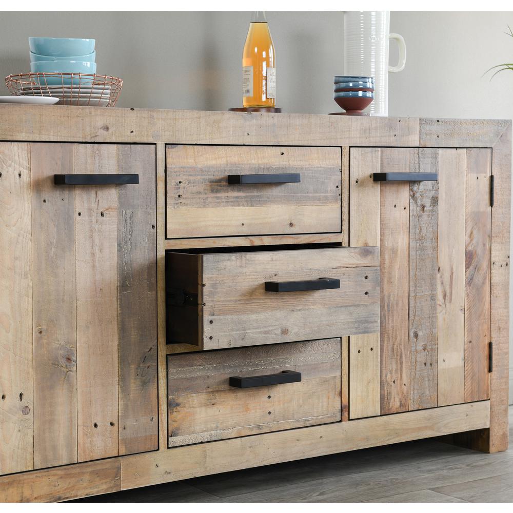 Norman Reclaimed Pine 3 Drawer 2 Door Buffet Distressed Natural. Picture 7
